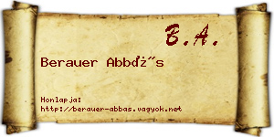 Berauer Abbás névjegykártya